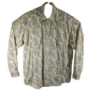 Stetson Mens Paisley Desert Medallion Size XL White Gold Green Shirt Long Sleeve